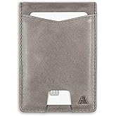 Andar The Ranger Leather Slim RFID Blocking Minimalist Bifold Wallet with Money Clip made of Full Grain Leather (Stone Gray)