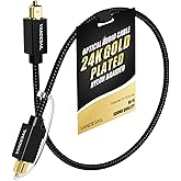 VANDESAIL Digital Optical Audio Cable 1FT/0.3M Nylon Braided Fiber Optical Cable for Soundbar,TOSLINK Cable Gold Plated Connector Optic Audio Cable Compatible with Xbox,PS4,Amplifiers,TV