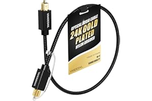 VANDESAIL Digital Optical Audio Cable 1FT/0.3M Nylon Braided Fiber Optical Cable for Soundbar,TOSLINK Cable Gold Plated Connector Optic Audio Cable Compatible with Xbox,PS4,Amplifiers,TV