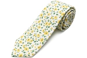 GHTIYLP Cotton Floral Ties for Men 2.76" Men's Skinny Tie Linen Flower Printed Neck Tie for Wedding Dating Party