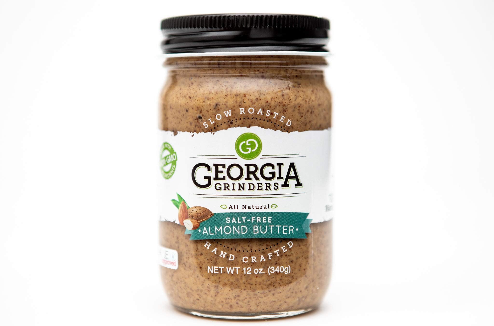 Georgia Grinders Salt Free Almond Butter 12oz (6ct), Crunchy Gourmet Spread, Whole30 Approved, Keto, Vegan Friendly, Kosher, Non-GMO