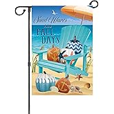 Sand Waves Fall Days White Pumpkin Beach Decorative Small Garden Flag Fall At The Beach Garden Flag Autumn Nautical Pumpkins,Blue Chair Beach Anchor Shell Crab Starfish Home Decorative Coastal House