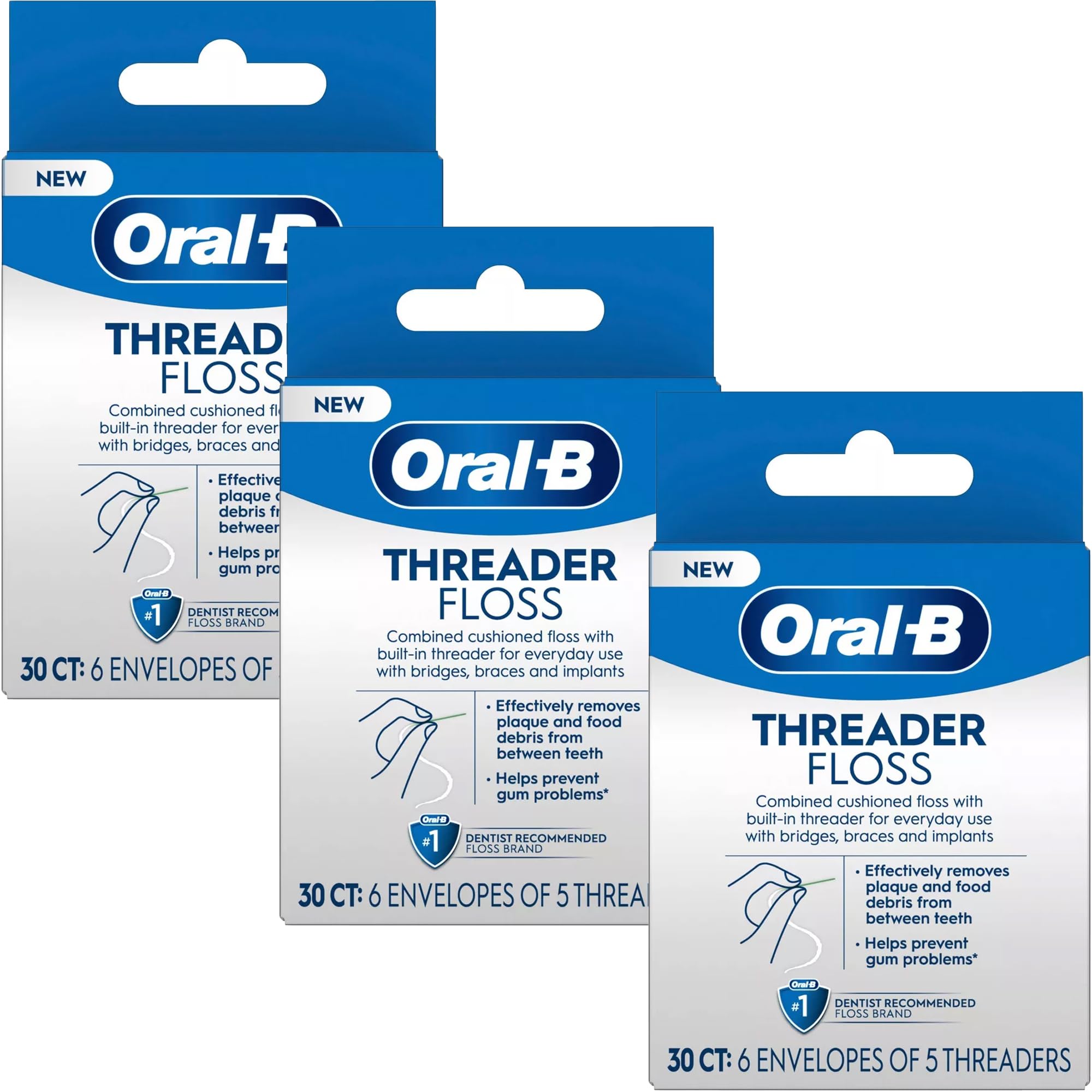 Photo 1 of *MISSING PARTS UNKNOWN*
Oral-B Threader Floss 30 Count: 6 Envelopes of 5 Threaders (Pack of 3)