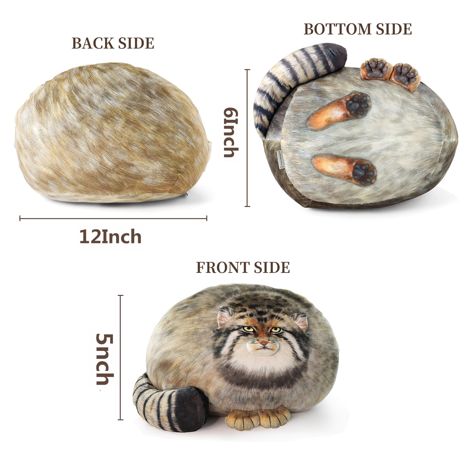 Sew Butiful Steppe Cat Plush 30cm/12inch Pallas Cat Stuffed Animal, Cute Plushies for Girls, Soft Plush Pillow, Throw Pillow Doll Decoration Doll Birthday Gift for Kids Boys Party