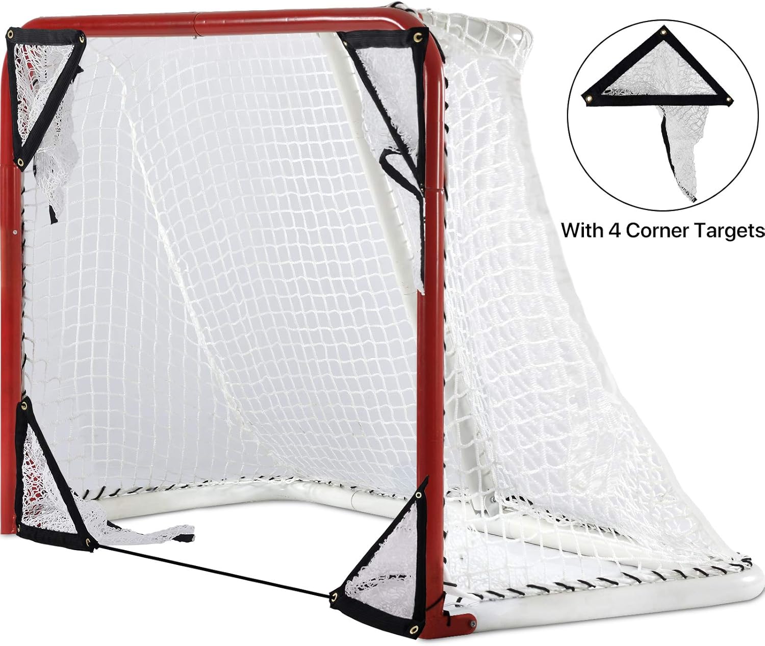 Kapler Foldable Hockey Goal，6' x 4' Steel Hockey Net Professional Street Hockey Shooting Targets with Red Frame and White Netting (Square) : Sports & Outdoors