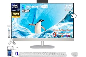 HP 27 All-in-One Desktop Computer, 27" FHD Touchscreen, Intel Ultra 7-155U(12-core), 64 GB DDR5, 4 TB SSD, Adjustable Angle, WiFi 6, Windows 11 Pro & Microsoft Office License, with Bonus Accessories