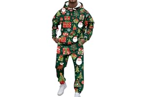 Christmas Suit for Men 2 Pcs Ugly Santa Funny Graphic Hoodies Tracksuit Xmas Sweatpants Outfit Track Suit Set