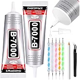 B7000 Adhesive for Crafts, 2PCS 110ml / 3.7 fl oz Clear Glue With 5 Dotting Pen Tool, Wax Pencil and Tweezer - Jewelry Adhesi