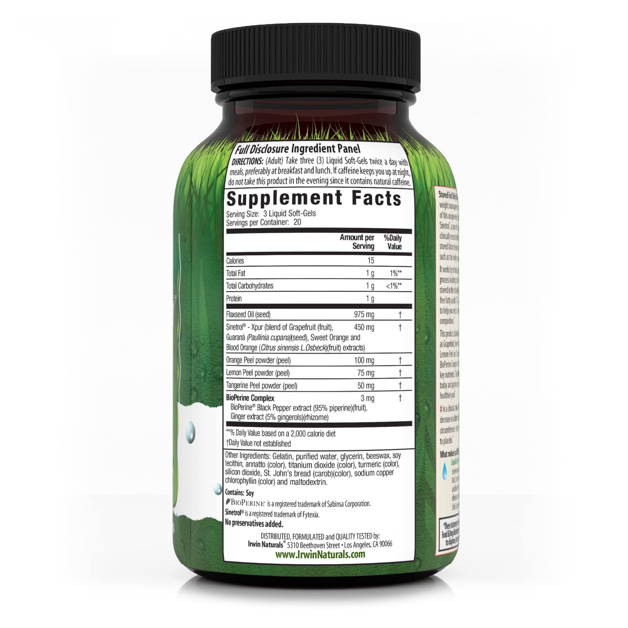 Irwin Naturals Stored-Fat Belly Burner - with Sinetrol, Grapefruit, Sweet Orange & Blood Orange - 60 Liquid Soft-Gels