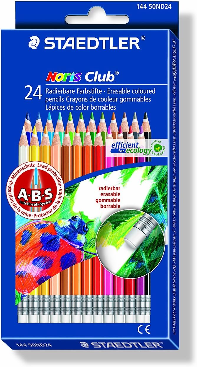 Staedtler Erasable Colored Pencils. 14450ND24. 24 Colors, PreSharpened