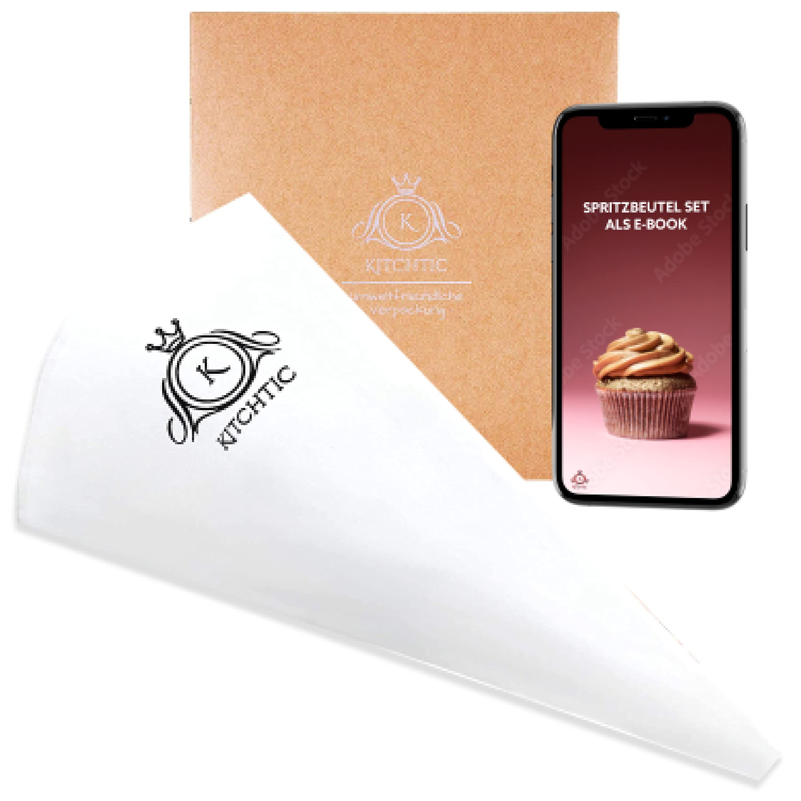 KITCHTIC Premium Reusable Piping Bag - Large Cotton, Round Opening, Professional Baking Tool - White