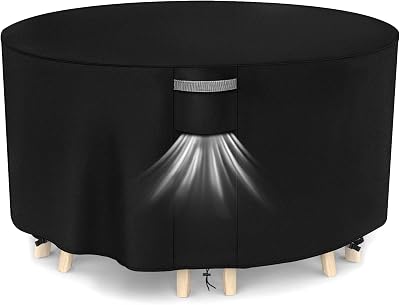 Dokon Garden Furniture Cover Round 250cm Dia 104cm H Waterproof 420D