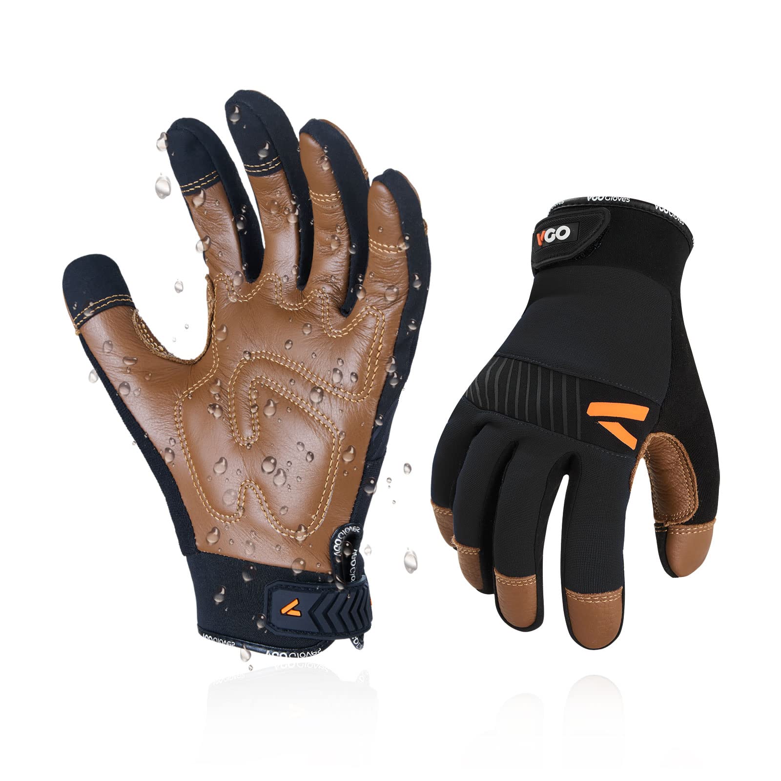 Vgo... 1 Pair Safety Work Gloves, Mechanics, Anti-Vibration, Multi-purpose, Medium Duty (XLarge, Brown)
