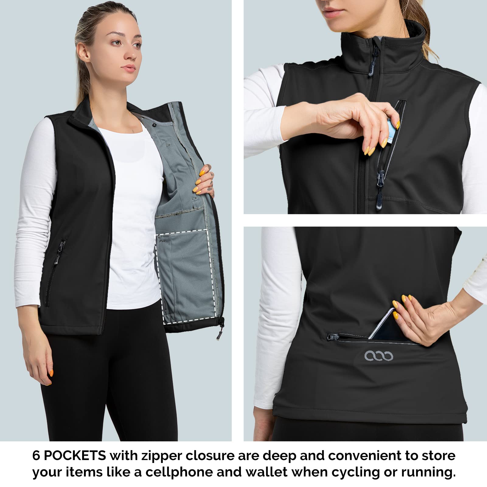 33,000ft Damen Leichte Laufweste Outdoor Softshell Weste Frau Ärmellose Jacke Winddichte Wasserdichte Atmungsaktive Vest Gilet für Laufen Golf Wandern 2