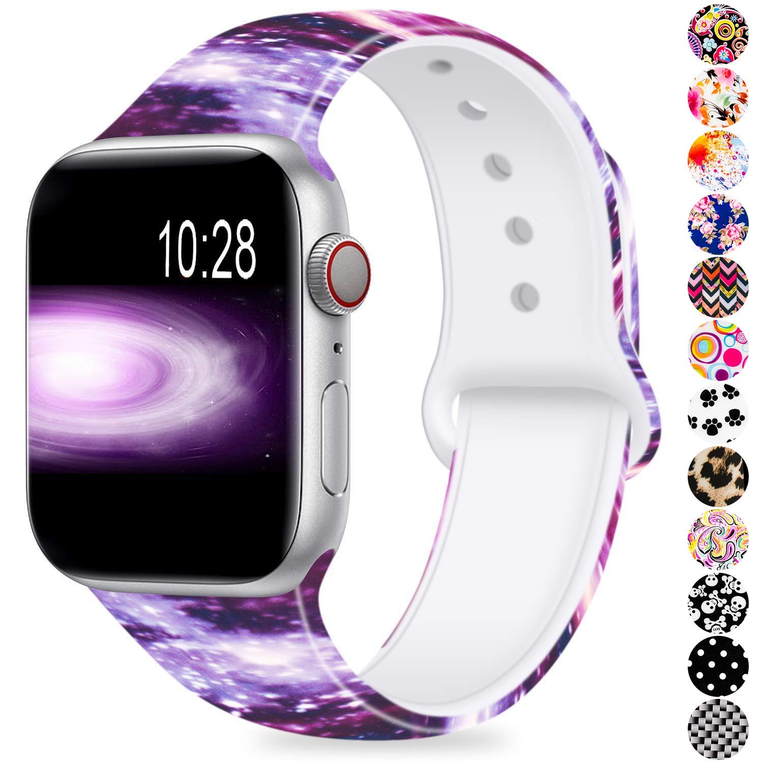 Humenn Compatible with Apple Watch Band 38mm 40mm 42mm 44mm,Soft Silicone Fadeless Pattern Printed Replacement Bands for iWatch Series 1,2,3,4