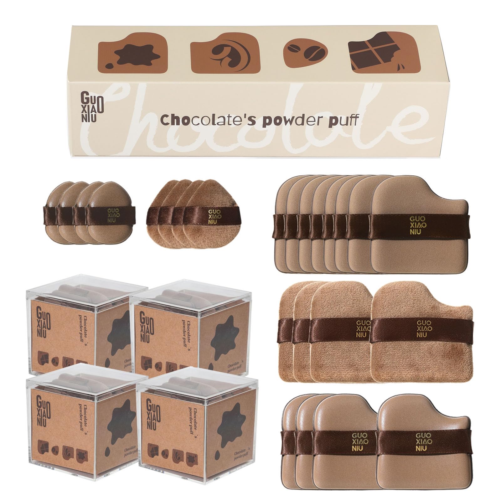 Photo 1 of 24pcs Powder Puffs Set With 4 Cases, Cushion foundation puff, Velour Makeup Puff, Setting Powder Puff, Reusable & Washable, Ideal For Foundation, Powder Cream, Setting, Christmas Gifts For Women
