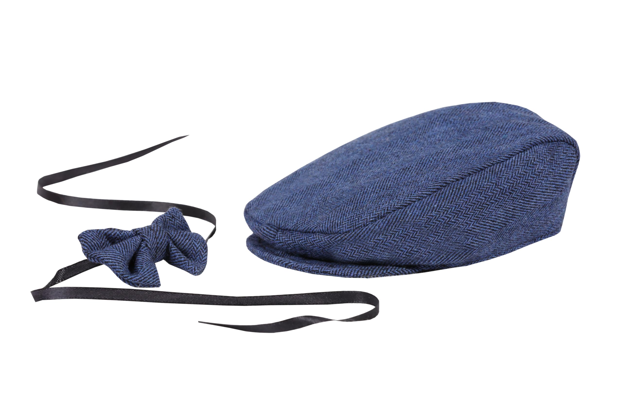 Matissa Newborn Baby Boy Newsboy Cap and Bow tie Set Gatsby Cap Pageboy Golf hat Navy (6)