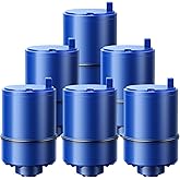 6 Pack RF9999 Faucet Mount Replacement Filter For ALL PUR/PUR PLUS Faucet Filtration Systems, 3-in-1 Powerful & Natural Mineral Filtration, Lead Removal, 18-Month Value, Blue, *NSF Certified