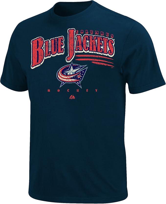 Majestic NHL Mens Columbus Blue Jackets Backhand Shot City
