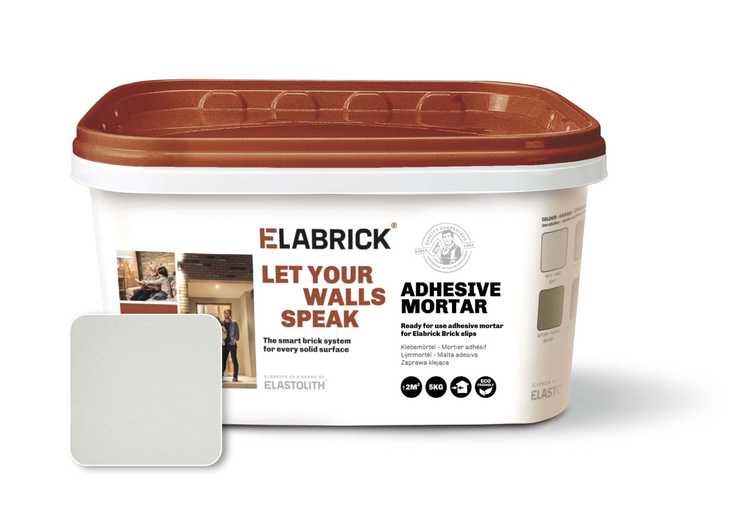 Elastolith 55001 5 kg 2 m sq Bucket Adhesive/Grout - White