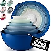 Zulay Kitchen 12 Piece Plastic Mixing Bowls with Lids Set - Leak-Proof Microwave & Freezer Safe Stackable Mixing Bowl Set for Preparing, Serving and Storing - Large Nesting Bowls (Blue Ombre)