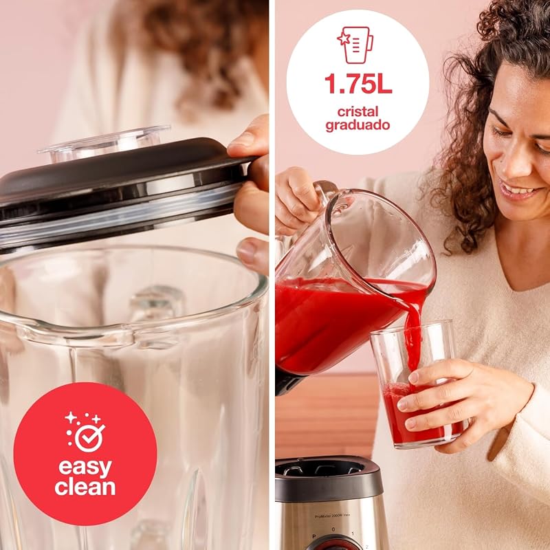 - Frullatore a bicchiere Promixter 2000 W | Caraffa in vetro 1,5 L | 5 velocità + PULSE | 6 lame in acciaio inox | Tritaghiaccio