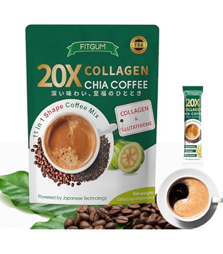 Amazon.com : FIT GUM 20X Collagen Chia Coffee - 11 in 1 Coffee Mix