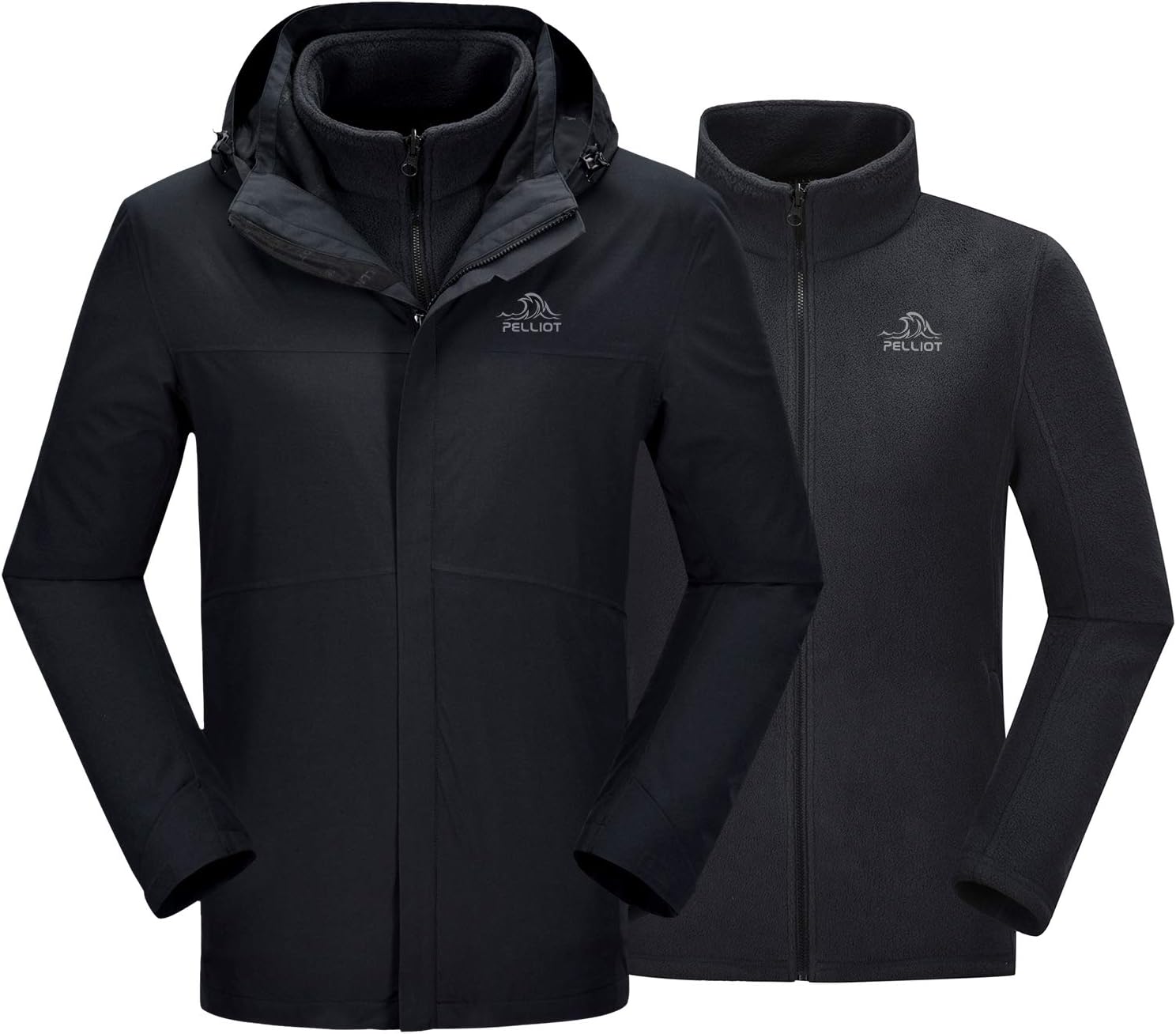 Men's 3in1 Hooded Jacket Fleece Liner Removable Breathable Windproof