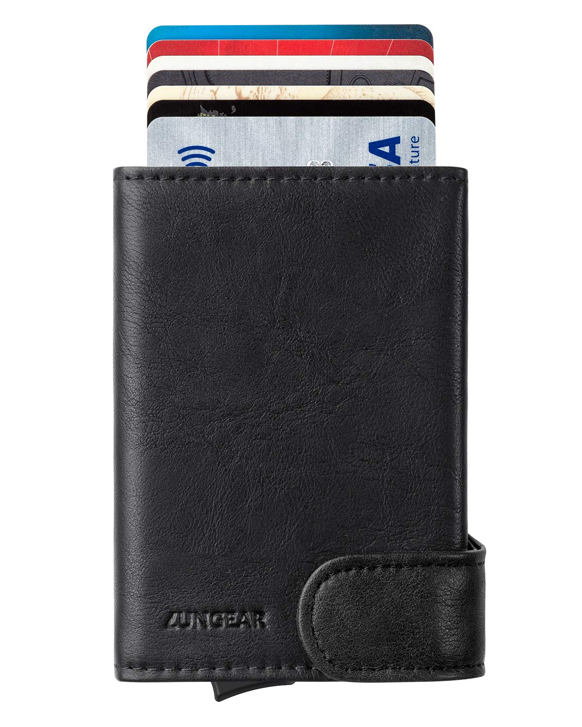 Buy Credit Card Holder RFID Blocking Leather Pop Up Card Case with