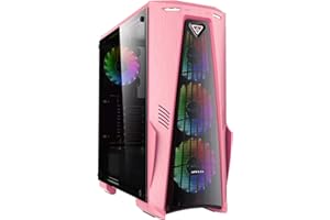 Apevia Crusader-F-PK Mid Tower Gaming Case with 1 x Full-Size Tempered Glass Panel, Top USB3.0/USB2.0/Audio Ports, 4 x RGB Fa