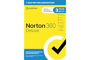 Norton 360 Deluxe 2026 Ready, Antivirus software for 3 Devices with Auto-Renewal – Includes Advanced AI Scam Protection, VPN, Dark Web Monitoring & PC Cloud Backup [Key Card]