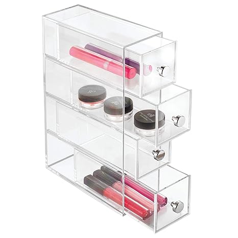 Interdesign Plastic Cosmetic Organizer 4 Drawer Clear Amazon In