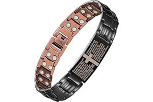 Feraco Copper Cross Bracelet for Men,Magnetic Therapy Bracelet Copper Jewelry with Powerful 3800 Gauss Magnets