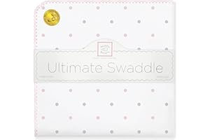 SwaddleDesigns Large Receiving Blanket, Ultimate Swaddle for Baby Boys & Girls, Softest US Cotton Flannel, Best Shower Gift, MADE in USA, Little Dots Sterling Gray, Pastel Pink, Mom’s Choice Winner