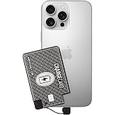 AquaVault ChargeCard Ultra Thin Power Bank 2300mAh Credit Card Size Charger | Black. Credit card size with built-in USB-C and Micro-USB cables. Steel body, flight-safe, fits in your wallet.