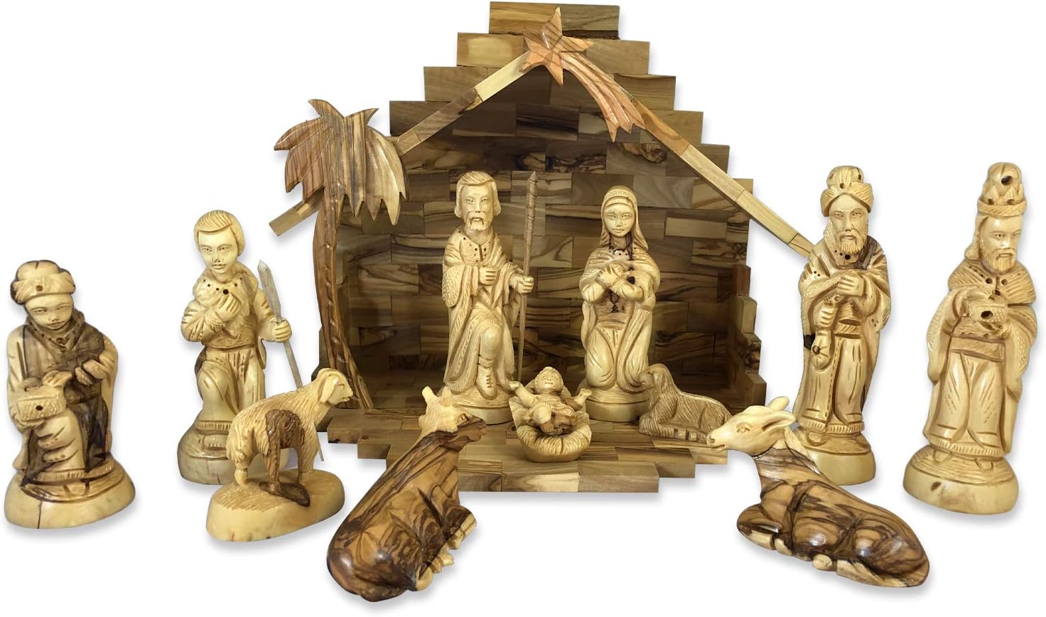 Olive Wood Nativity Set, Deluxe Nativity Scene from