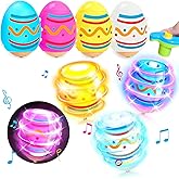 Easter Basket Stuffers for Toddlers Kids-6 Packs Light Up Spinning Tops Toys with Music Easter Gifts Toys for Kids Easter Eggs Fillers Easter Basket Essentials
