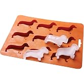 LYWUU Dachshund Dog Shaped Silicone Ice Cube Molds and Tray Brown