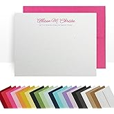 Black Tabby Studio Personalized Note Cards – Custom Flat Stationery Set with Name – Personalized Thank You Cards – Elegant Personalized Stationery for Women (Allison Christie)