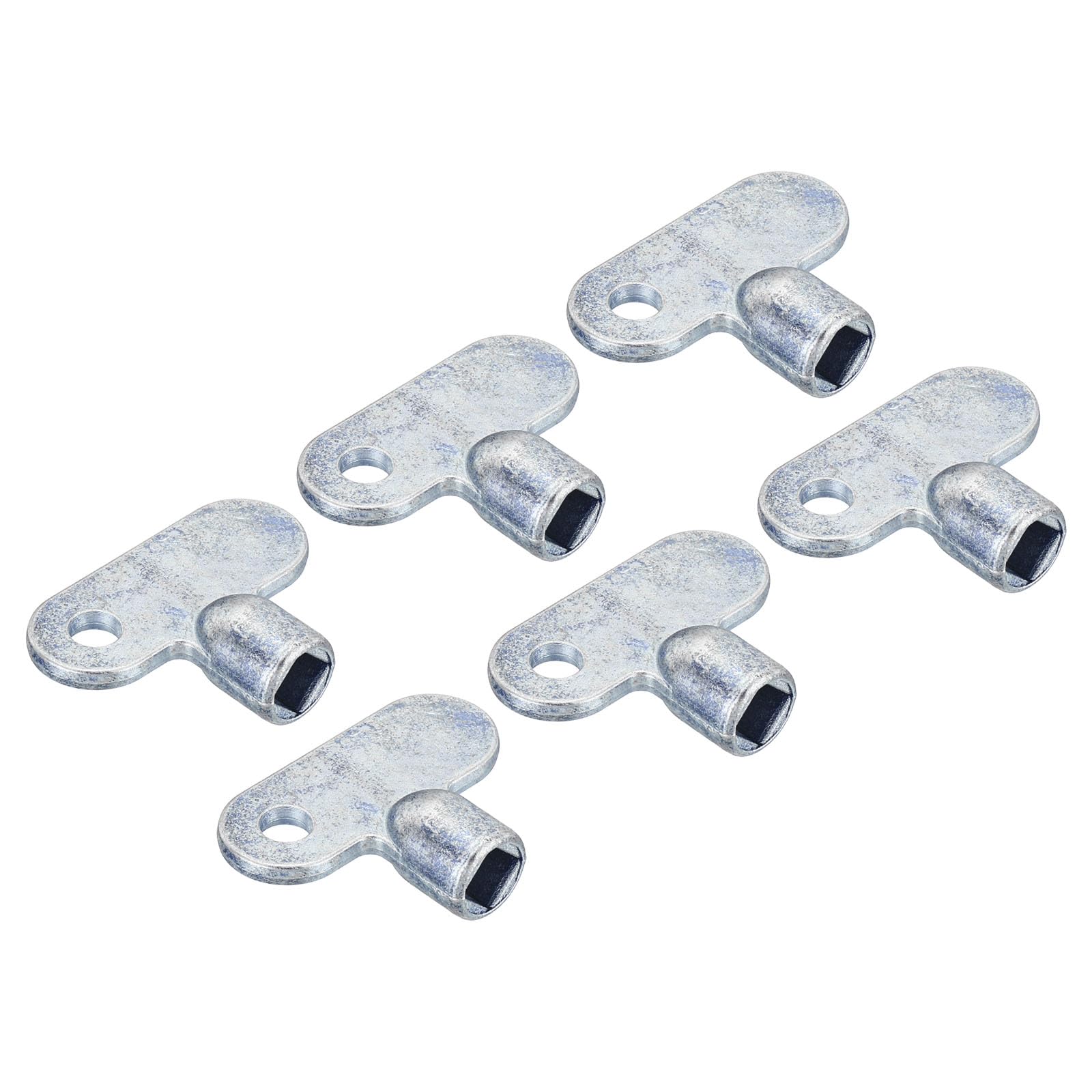 PATIKIL Radiator Valve Keys, 6 Pack Zinc Alloy Square Socket Vent Air Valve Key Wrench Plumbing Bleeder Tool Single Hole for Radiator Heater Faucet, Silver