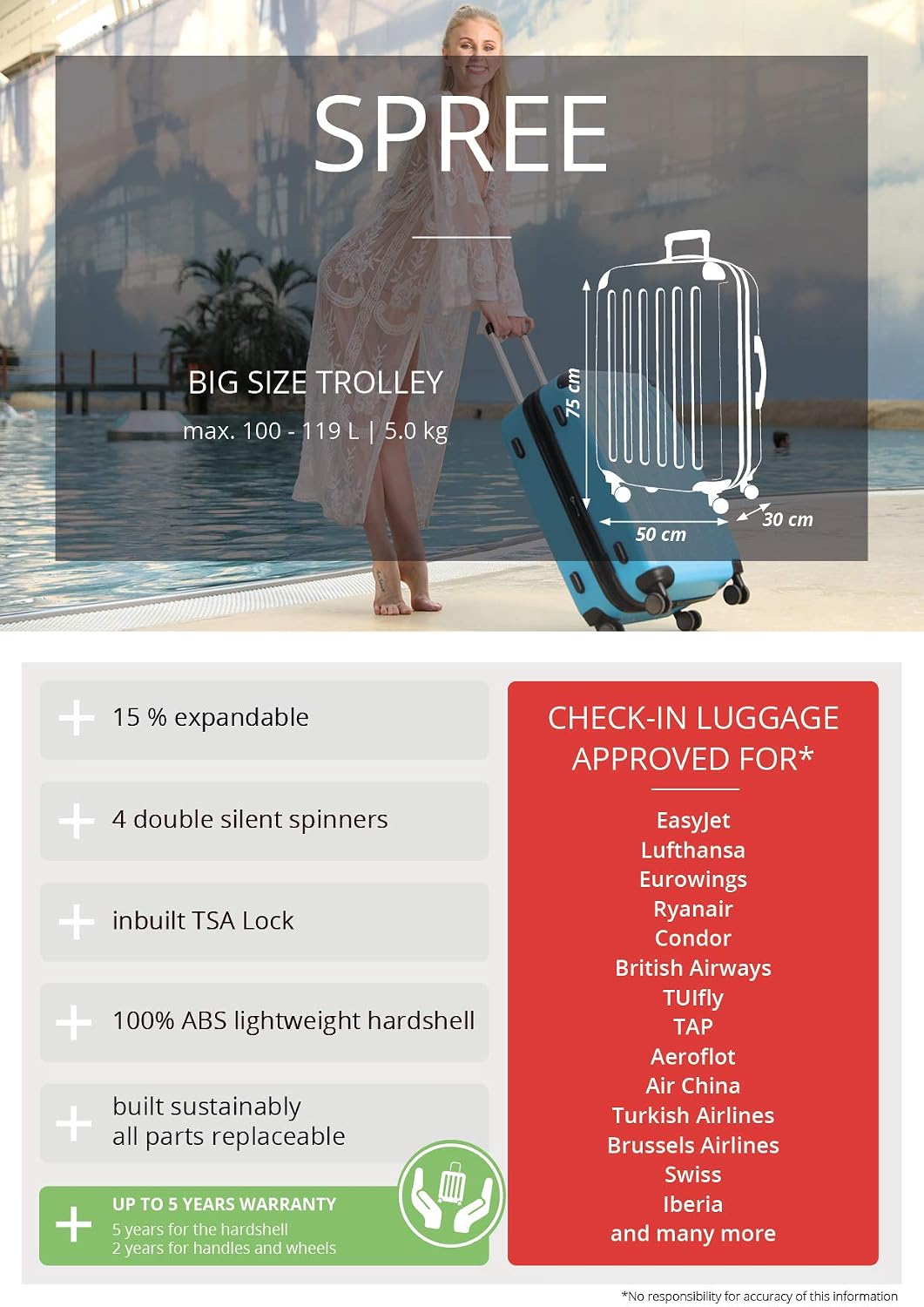 Hauptstadtkoffer Spree, Large Hardshell Suitcase, TSA Lock, 4 Double Wheels, Trolley Luggage, Rolling Suitcase - Image 4