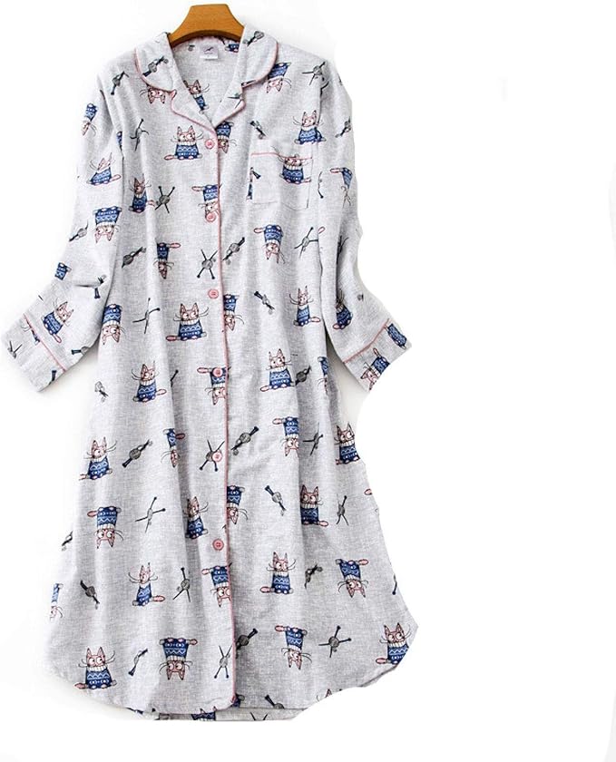 LEYUANA Camisones de algodón de Manga Larga, Pijamas de Mujer, Vestido LEYUANA Camisones de algodón de Manga Larga, Pijamas de Mujer, Vestido