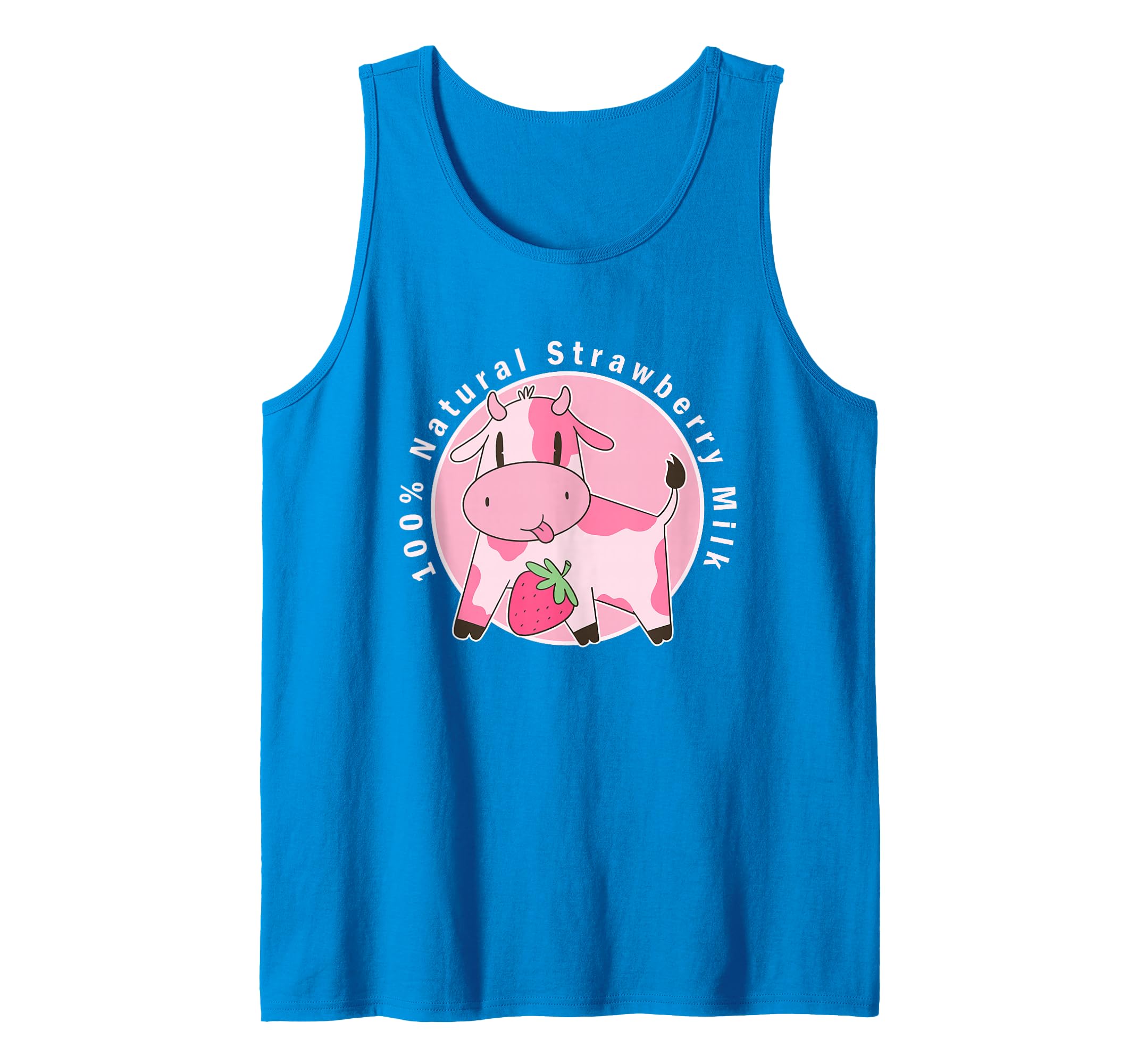 Kawaii Cute Pink Cow, Strawberry Milk Girl Tank Top