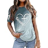 Faith T-Shirt Women Christian Blessed Shirts Religious Inspirational Casual Graphic Tees Short Sleeve Tops