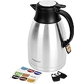 TOMAKEIT Thermal Coffee Carafe, 2L/68 Oz Stainless Steel Vacuum Insulated Thermoses, Double-Wall Design, 24-Hour Hot & Cold, Leak-Proof, Portable for Travel,Camping,Office