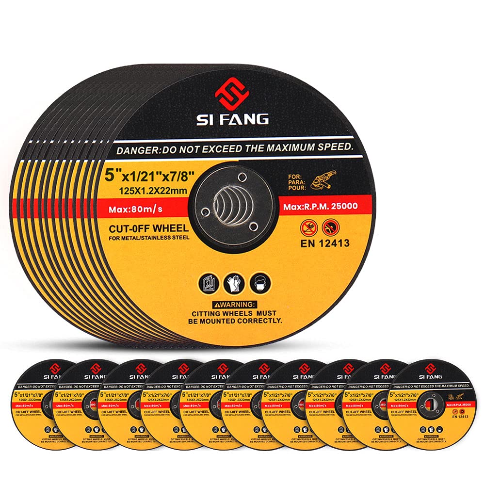 SI FANG 10Pcs Metal Cutting Discs 125mm Durable Angle Grinder Discs Ultra Thin 1.2mm Cut Off Wheel for Fast & Precise Cutting of Stainless Steel, Iron, Aluminum, Ferrous Metals