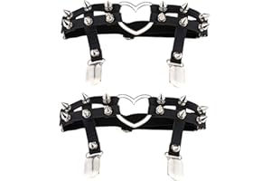 VENESUN 2PCs Adjustable Heart Thigh Garter, Spike Leg Garters with Clips for Women