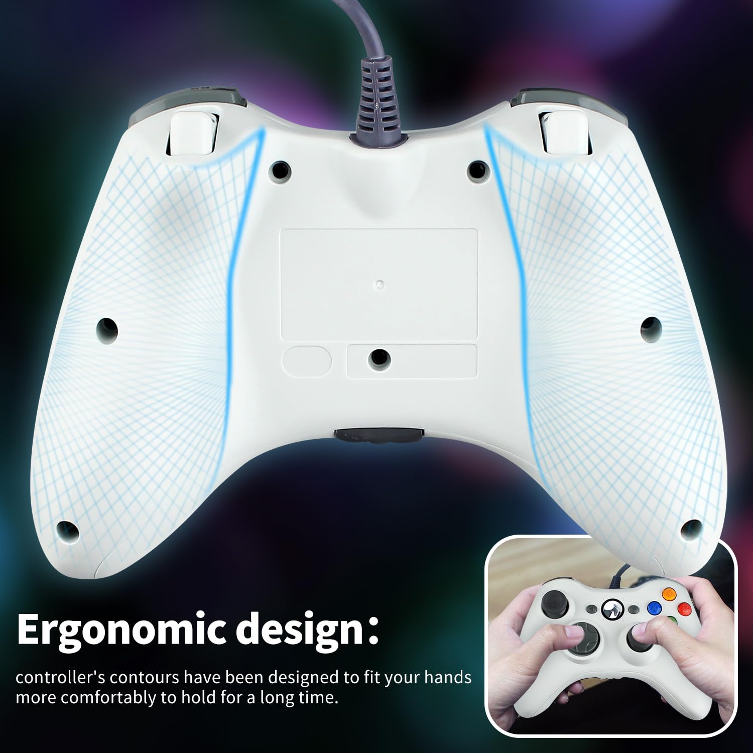 OSTENT Wired USB Controller Gamepad Joystick for Microsoft Xbox 360 Console Windows PC Laptop Computer Video Game Color White