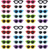 STOBOK 160pcs Mini Doll Glasses - Black Sunglasses For Dolls, DIY Dress-Up Accessories