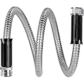 SIXWOOD Metal Short Lead Hose 1FT,Stainless Lead Water Hose, Connector Extension Attachments, Heavy Duty Small Hoses for Yard, Outdoor - Flexible, Never Kink & Tangle, Puncture Resistant